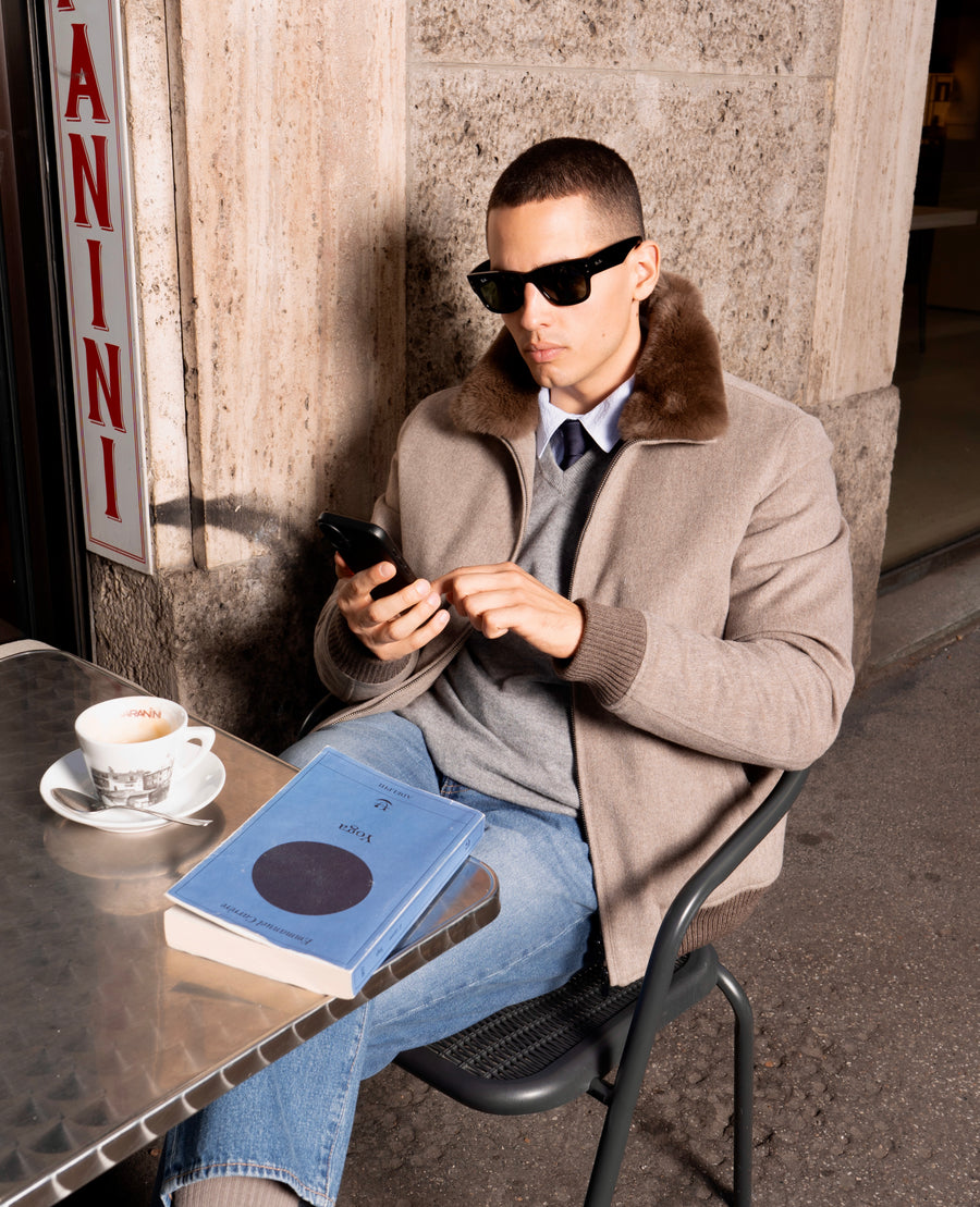 Giacca Bomber Cashmere Loro Piana Beige da Uomo