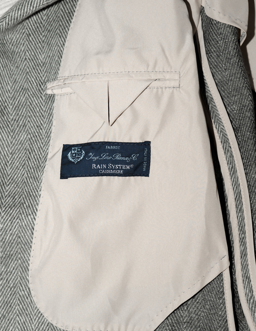 Cappottino sfoderato color Sabbia Cashmere Loro Piana Spigato da uomo