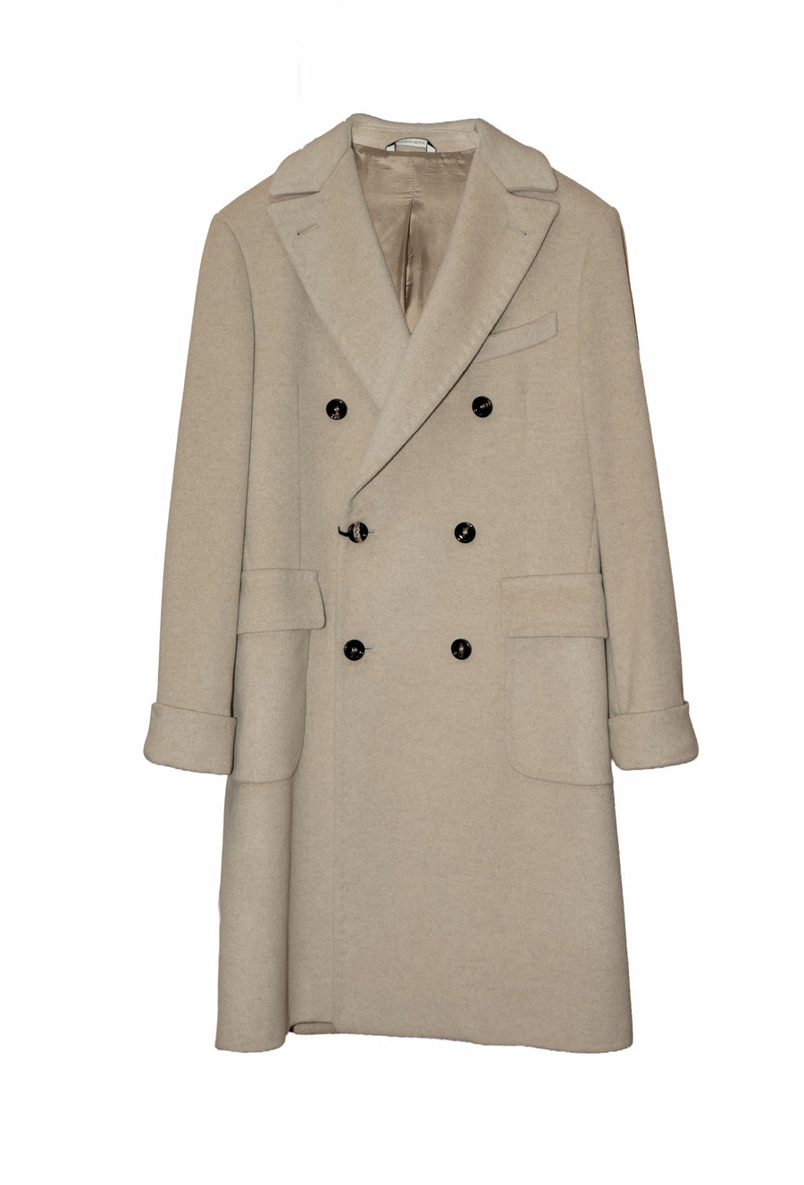 Cappotto doppio petto di Cashmere Beige da Uomo