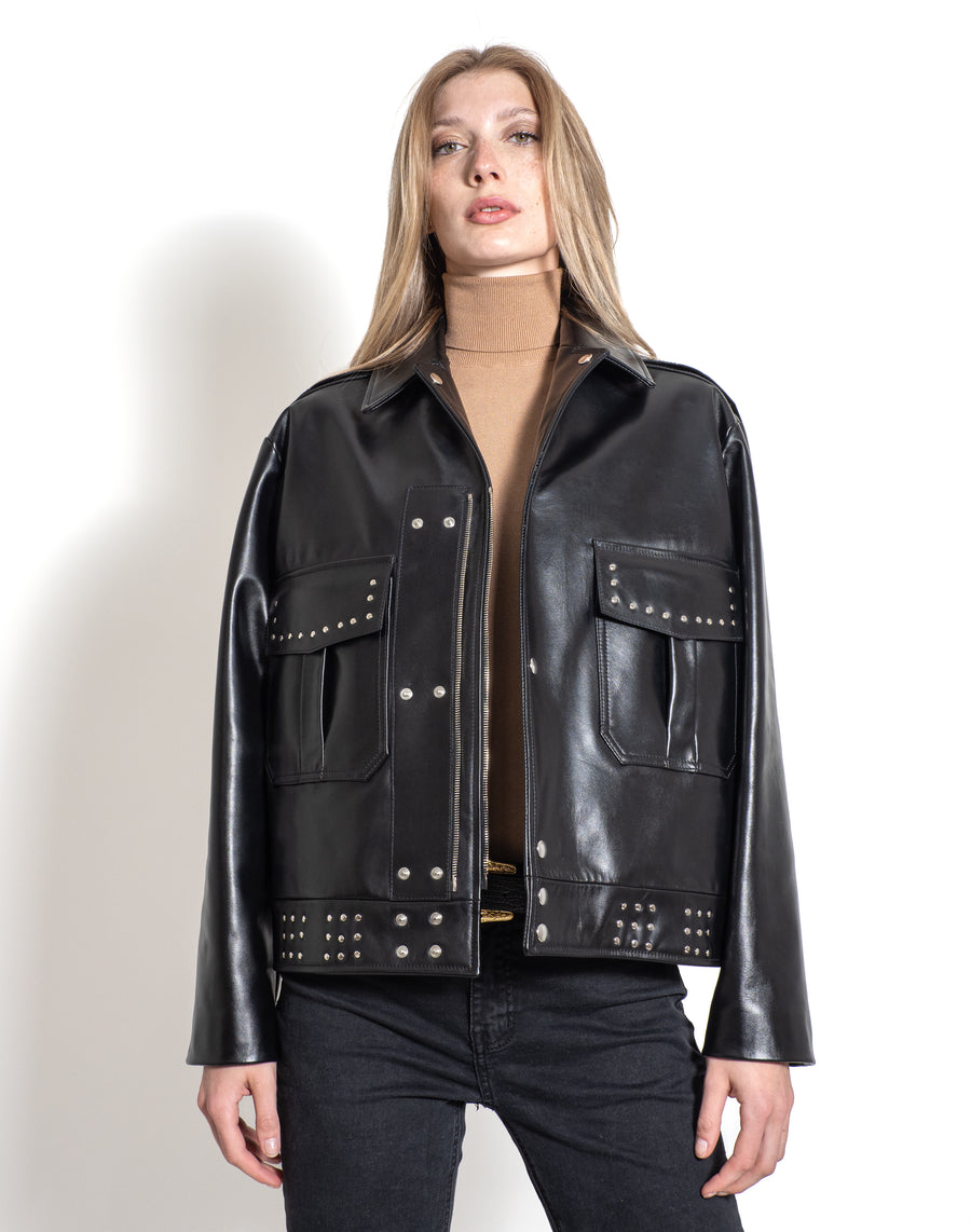 Athena Biker in Leather with Studs